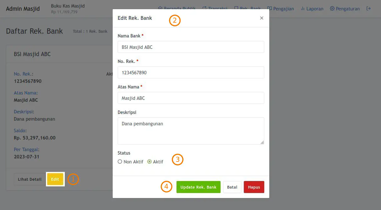 Edit Rekening Bank